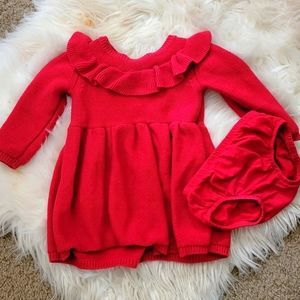Super adorable red baby sweater dress